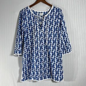 Mud pie SEAHORSE print cover-up beach dress